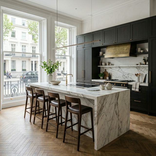 Luxury island kitchen in covent garden